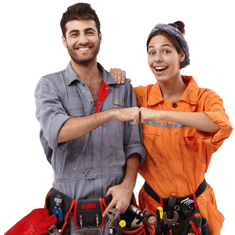 male-female-workers-wearing-work-clothes